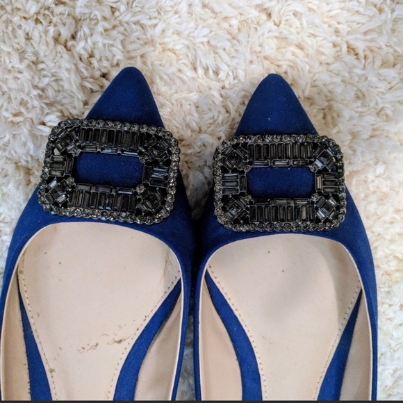 Cobalt Blue crystal embellished Flats - Picture 2 of 5